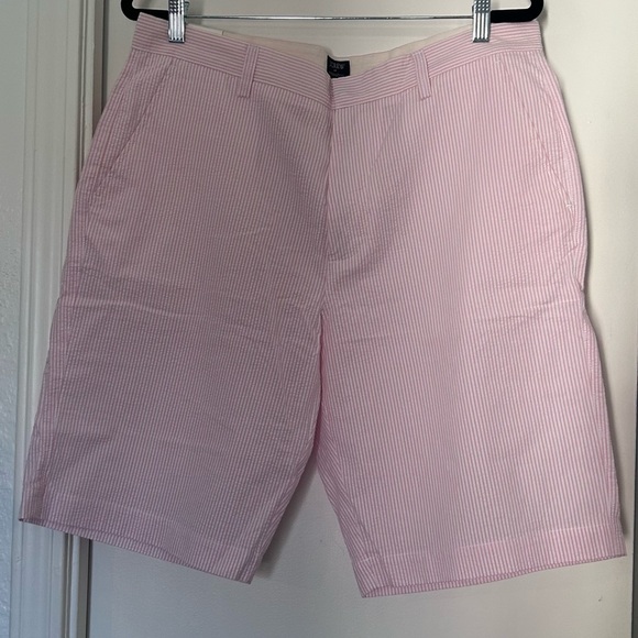 ⭐️ J Crew Men’s Rivington Pink and White Striped 11” Shorts Size 35W NWT - Picture 1 of 8